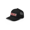 Red and White KOAV Retro Badge on a Black Trucker Cap by KOAV