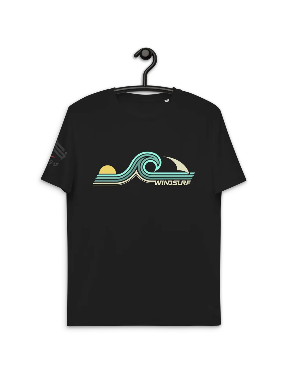 Windsurf Wave Black Premium Organic Cotton Eco-friendly T-Shirt by KOAV