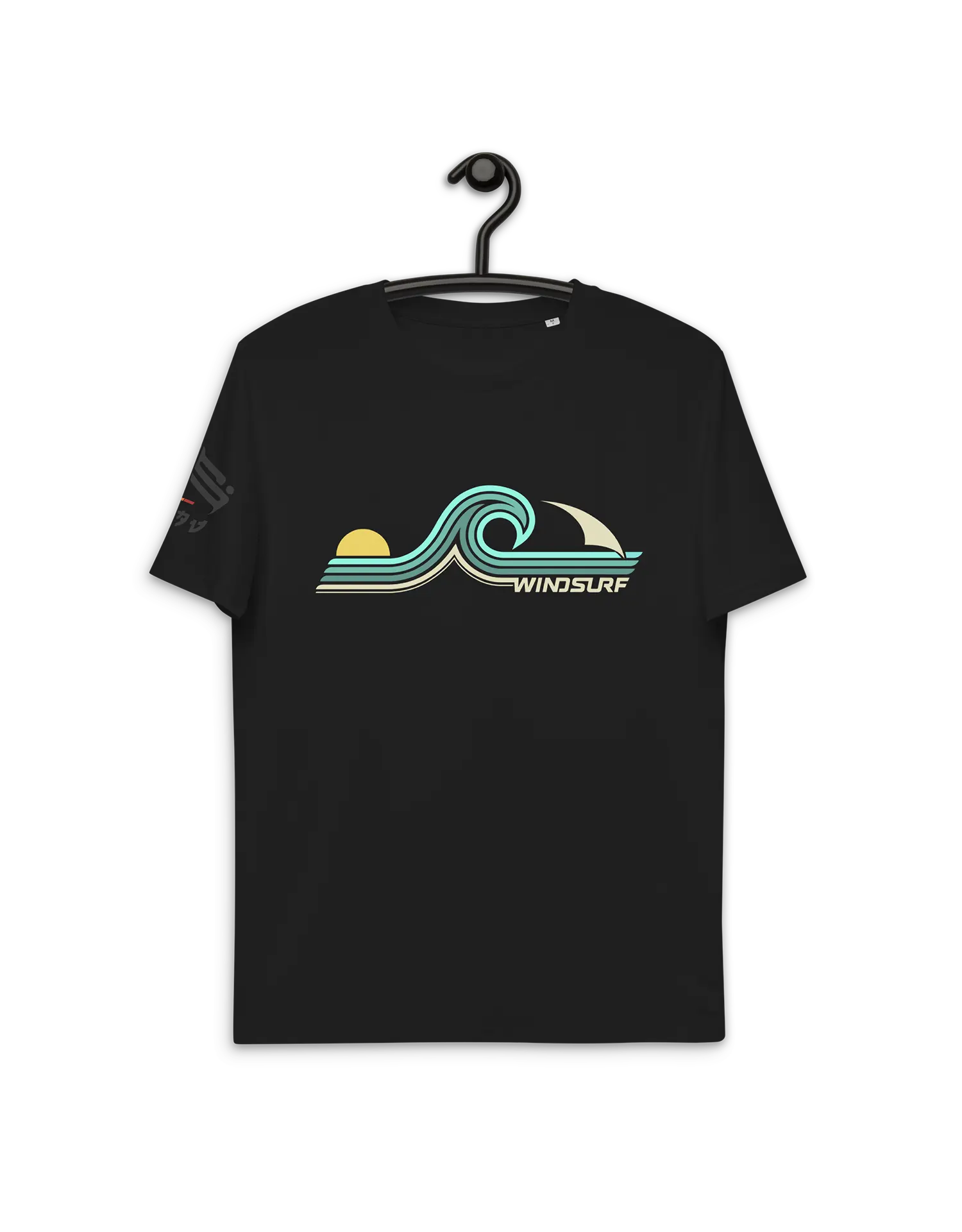 Windsurf Wave Black Premium Organic Cotton Eco-friendly T-Shirt by KOAV