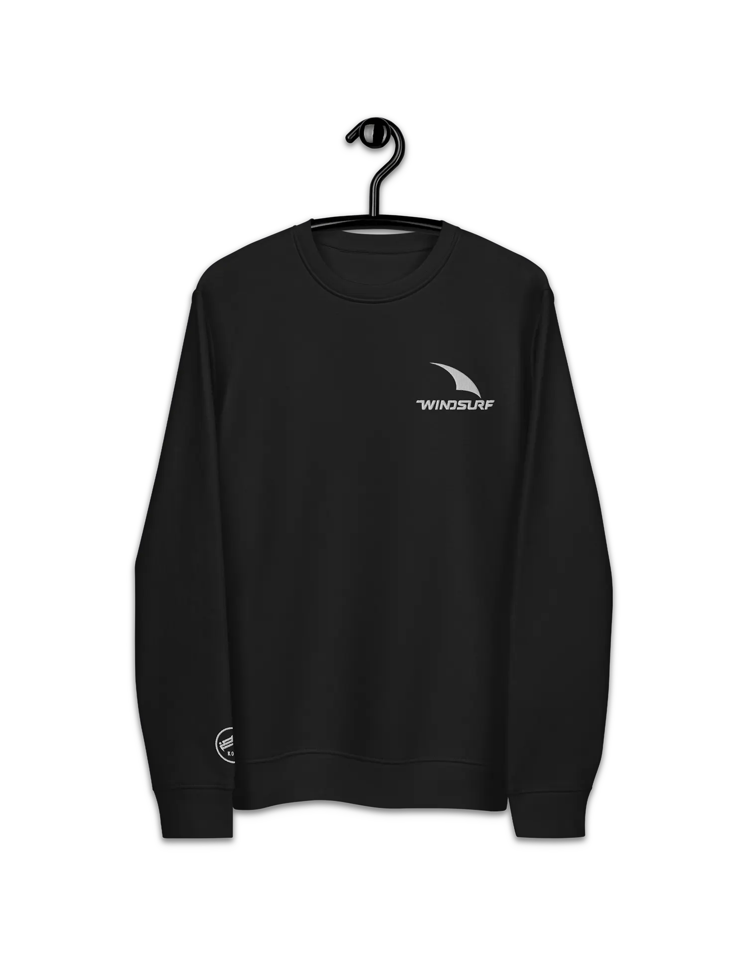 Windsurf Logo Embroidered Black Premium Organic Cotton Eco-friendly Sweater by KOAV