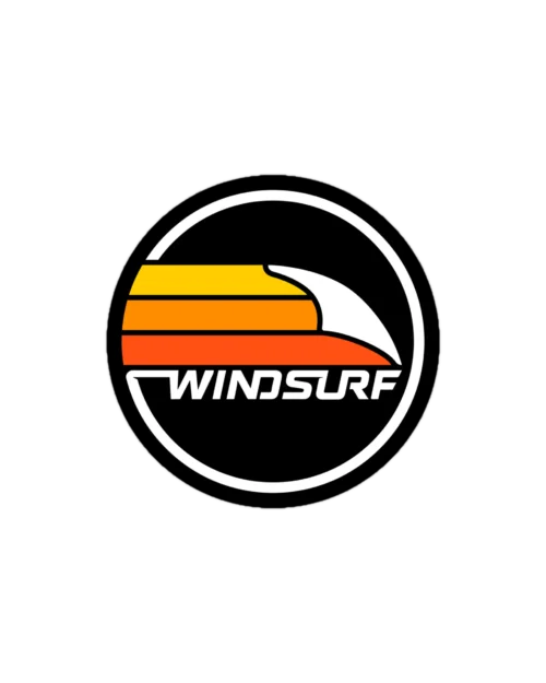 Classic Windsurf Kiss Cut Stickers Black 5 X 5 Inches