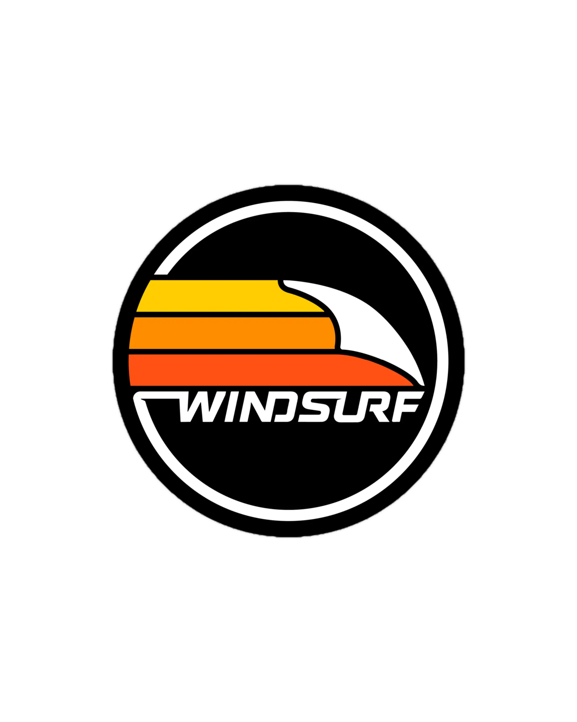 Classic Windsurf Kiss Cut Stickers Black 5 X 5 Inches