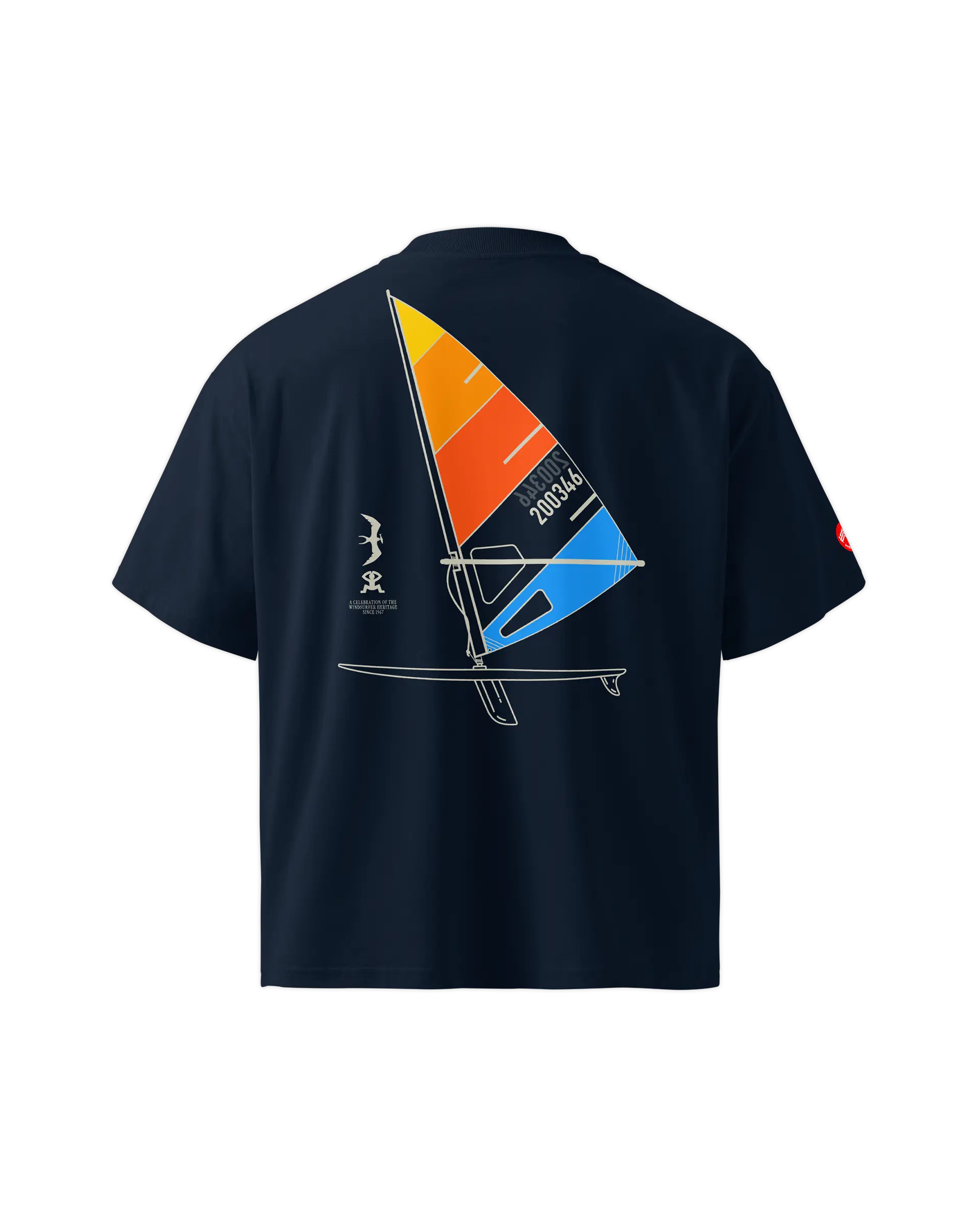 Back view of the Original Windsurfer t-shirt featuring an original windsurf illustration.