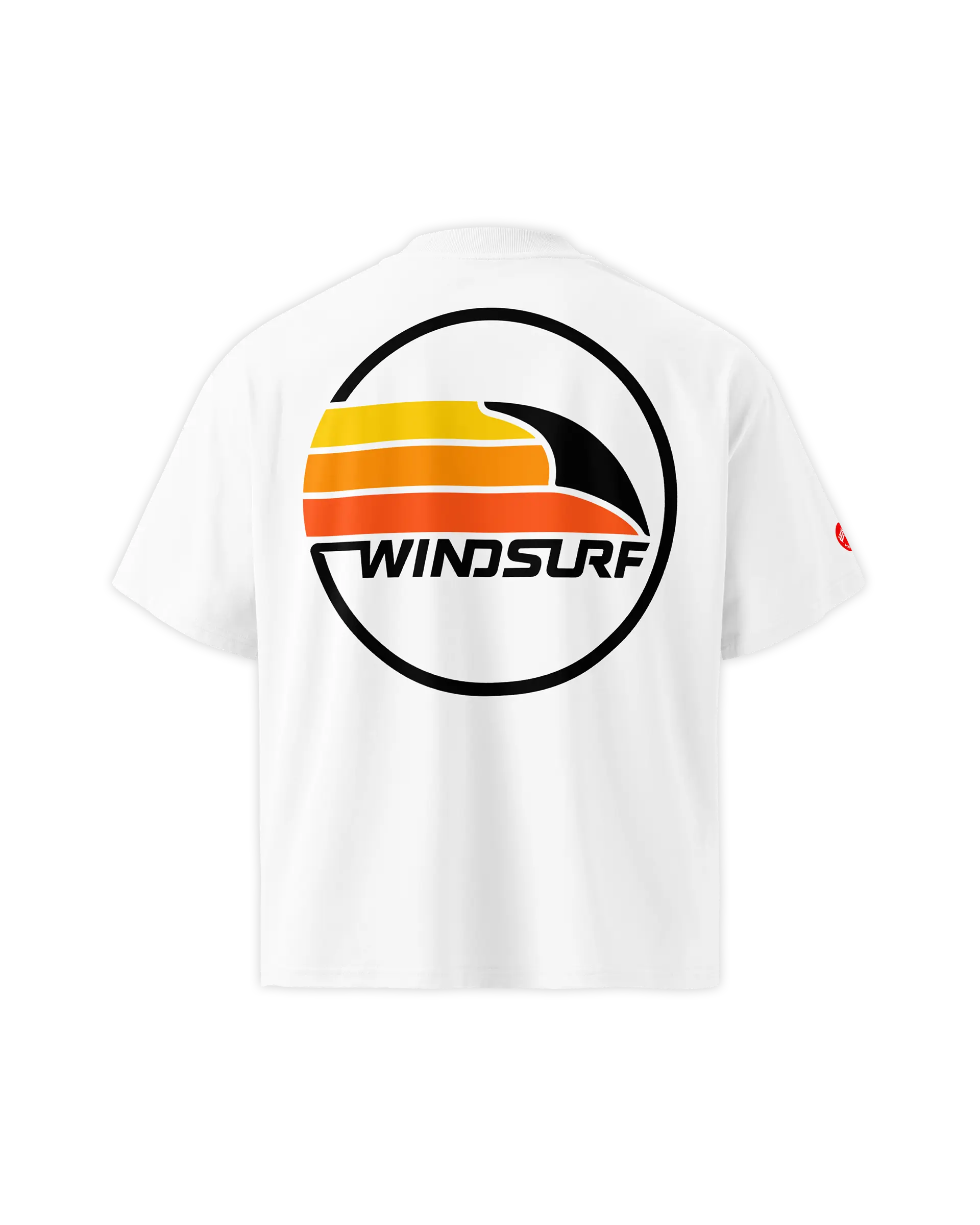 Back view of the Windsurf Logo t-shirt featuring a big retro windsurf logo stamp.
