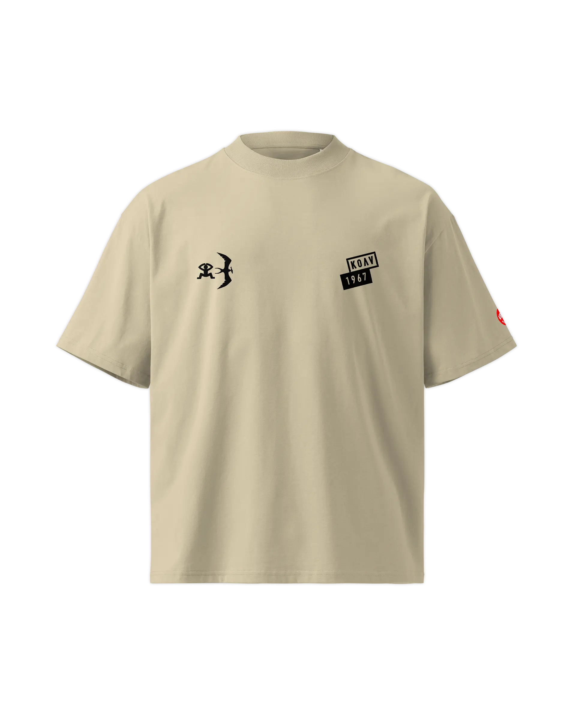 Front view of the Windsurfer Club t-shirt featuring a KOAV 1967 left chest stamp and the windsurfer club icons on right chest.