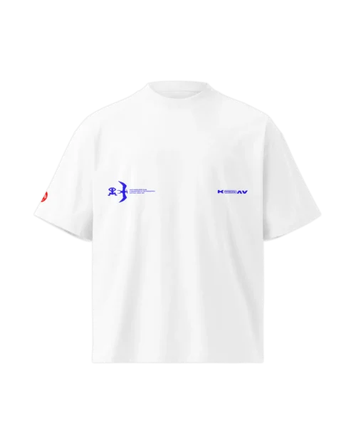 Front view of the Windsurf Heritage t-shirt with a quiet front detail of the KOAV wordmark on the left ribcage and type lockup on the right.